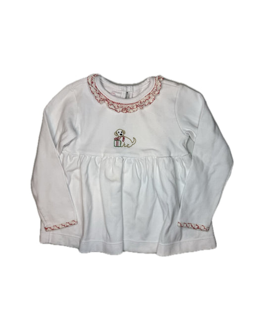 Girl 2 Peggy Green Puppy w/ Christmas Present Ruffle Top