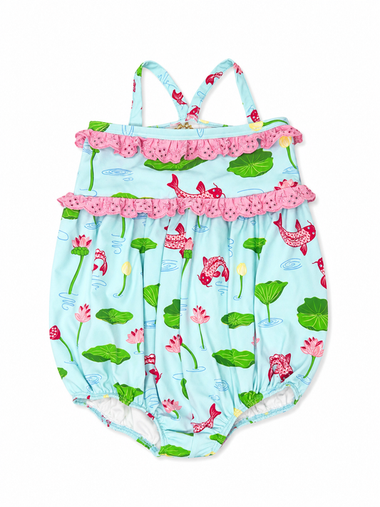 3T TBBC St. Bart's Bubble Swimsuit - Cute & Koi with Hamptons Hot Pink