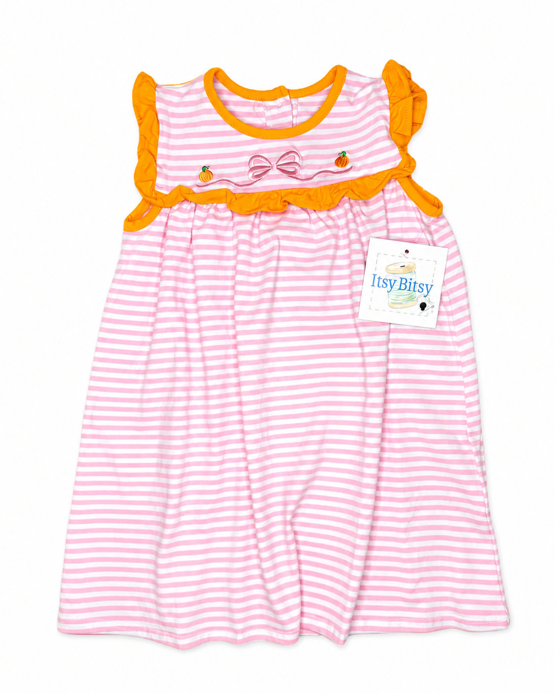 Girl Itsy Bitsy Pumpkin Bow Knit Dress