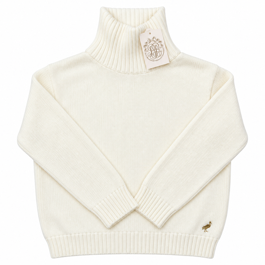 12 TBBC Townsend Turtleneck Sweater in Pearl/Gold
