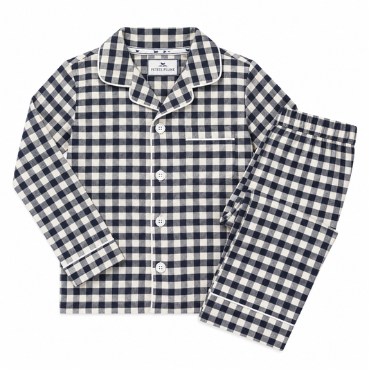 7 Petite Plume Classic Pajama Set in Navy Gingham