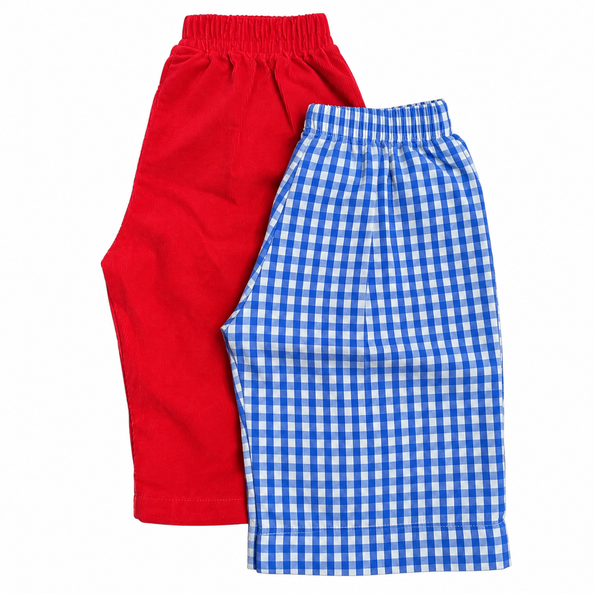 12M Zuccini Kids Red Cord Pants and 6-12M Blue Gingham Pant